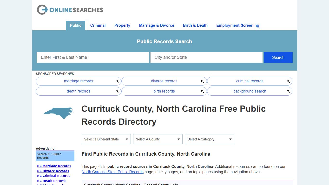 Currituck County, North Carolina Public Records Directory